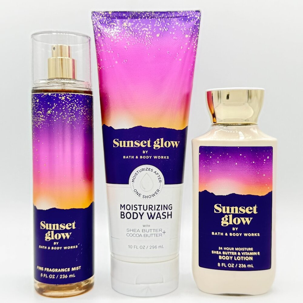 Sunset Glow Bath & Body Works 3-Piece Bundle: Mist, Body Wash and Lotion